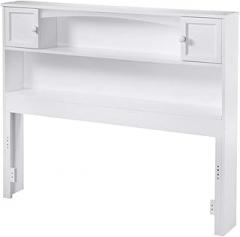 Rosebery Kids Modern Solid Hardwood Full Bookcase Headboard in White