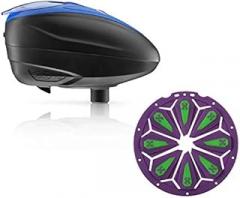 Dye LT-R Electronic Paintball Loader - Blue with HK Army Epic Speed Feed (Blue with Neon Epic Speed Feed)