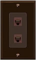 RiteAV 2 Port Cat6 Ethernet Wall Plate - 1 Gang [Brown/Brown]