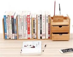 Bookshelf Bookshelf Simple and Modern Desktop Bookshelf Household Solid Wood Telescopic Adjustable Small Bookcase with Drawer Shelves