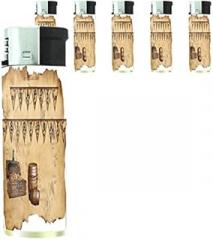 Vintage Pirate Ship Lighters S1 Set of 5 Electronic Flame Cigarette Smoking Retro High Seas