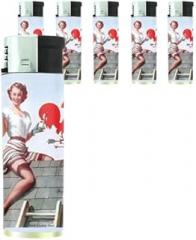 Pin Up Girl Painting Weathervane Butane Refillable Electronic Lighter Set of 5 Pieces D-544