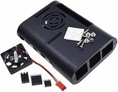 Electronic Case for Raspberry Pi 4 Model B Fan with Cooling Heatsink (Black+Fan+Heat sin)