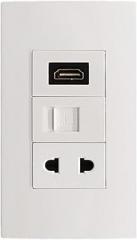 HDMI 2.0 Plug RJ45 Ethernet CAT6 Gigabit Network Card Connector Wall Mount Panel 2-pin 10A Power Socket