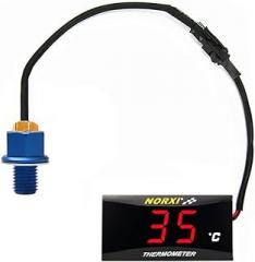 Motorcycle Oil Temperature Gauge Digital Oil Temperature Meter Electronic Oil Thermometer with Temp Sensor Adapter (Red,M12X1.5)