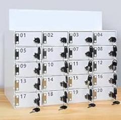 Acrylic Cell Phone Storage Locker with Keys - 12-Slot Secure Organizer for Office, Classroom, Gym - Durable, Space-Saving Cabinet for Electronics Management