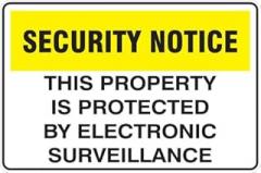 This Property is protected by Electronic surveillance Safety Metal Tin Sign Garage Wall Decor 8x12 Inch