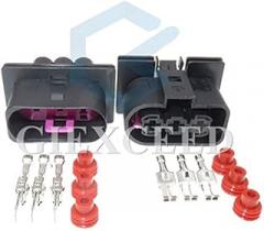 Davitu Cables, Adapters & Sockets - 3 Pin 1J0 906 443 1J0 906 233 Female Male Waterproof Electronic Fan Cable Socket Automotive Radiator Plug For VW - (Color Name: 1 Set Female Male)