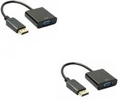 2pcs Displayport to Adapter Video Converter Male to Female Connector for Computer Laptop Monitor Projector No External Power Needed Black