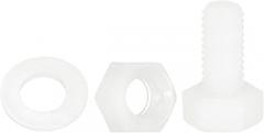 300 Pcs/100 Nylon Hex Screws Set, M5 x 10 mm Plastic Hex Head Screws Complete Thread and Nuts with Flat Washers for Electronic Industrial Accessories, White