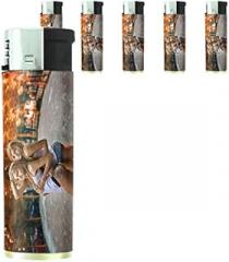 Tattoo Ink Pin Up Girls Model Set of 5 Lighters S38 Electronic Refillable Flame Cigarette Smoking