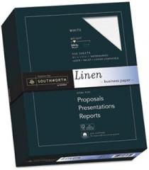 Southworth 25% Cotton Linen Business Pape, 24 lbs, 8-1/2 x 11, 500/Box, FSC - White
