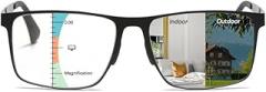 Progressive Multifocus Reading Glasses Anti Blue Light Photochromic/Bifocal Glasses for men UV Protection Sunglasses (Multifocal-Black, 3.0, x)