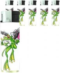Frog Peace Angel Flower Tattoo Butane Refillable Electronic Lighter Set of 5 Pieces D-173