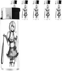 Bad Girls Pin Up Girl Model Set of 5 Lighters S7 Electronic Refillable Flame Cigarette Smoking