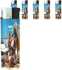 Beach Babes Pin Up Girls Model Set of 5 Lighters S15 Electronic Refillable Flame Cigarette Smoking