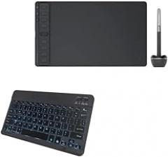 BoxWave Keyboard Compatible with Huion Inspiroy 2M - SlimKeys Bluetooth Keyboard - with Backlight, Portable Slim LED 7 Colors - Jet Black