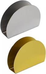 Milisten 2pcs European Style Napkin Holder Set, Stainless Steel Gold and Silver Half-round Tissue Rack, Household Napkin Container for Dining Table and Kitchen Use Random Color