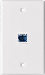 Single-Port SC Fiber Optic UPC Receptacle Adapter with Standard US White faceplate(1 Port SC UPC)