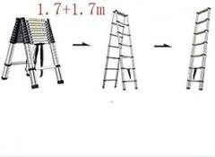 Ladder Herringbone Household Folding Ladder Portable Aluminum Telescopic Ladder Bearing 150kg / 330lb Telescoping Ladders (Color : 1.7+1.7m)