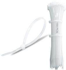 150pcs Zip Ties 12 Inch Long Clear Cable Plastic Zipties 12in Thick Wire Tie Wraps 50 Lbs,Electronic Cord Management White