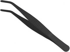 12.5cm Anti-static Stainless Steel Blunt Tweezers with Curved Serrated Tip for Electronics Repair Hobby Crafts Planting Tool