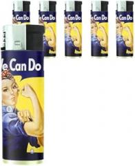 Rosie The Riveter World War Ii Butane Electronic Lighter Set of 5 Pieces D-041