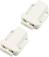 2pcs Self-Locking Door Catch Push-to-Open Device for Cabinets and White Spring Latch for Easy Installation Furniture Wardrobes and Bookcases