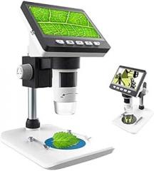 Digital Microscope with Screen 4.3 Inch 1080P HD LCD 1000X Magnification Rechargeable Battery Endoscope with 8 LEDs for Windows PC