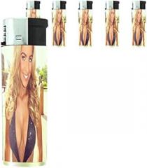 Australian Pin Up Girl Lighters S1 Set of 5 Electronic Refillable Flame Cigarette Smoking