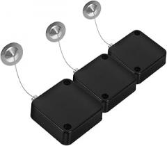 3pcs Retractable Security Cable Lock with 1 Meter Steel Wire Tether, Anti-Theft Remote Control Lock with Cable End Latch Round Iron Cap for Electronics and Accessories