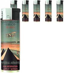 Refillable Electronic Lighter Set of 5 Pieces D-091 Cairo Baghdad Karachi Air Service Imperial Airways