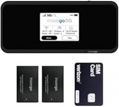 5G Mobile Portable WiFi, Verizon Wireless Jetpack Inseego MiFi M2100, Free VPN Mobile Hotspot for Travel, Unlocked Globally, Speed Up to 2,7 Gbps, Use 8 hrs, EVDO-LINK Bundle (Standard)