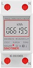 Digital Wattmeter AC 230V 5(80) A Power Energy Meter Din Rail KWH Voltage Current Meter Backlight with Reset Function