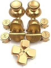Aluminum Metal Buttons Full Set for PS4 Pro Joysticks Dpad R1 L1 R2 L2 Direction Key ABXY Buttons JDS 040 JDS-040 for Sony Playstion 4 Pro/Slim Controller (Gold)
