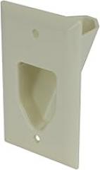DataComm Electronics 45-0001-LA 1-Gang Recessed Low Voltage Cable Wire Pass Through Wall Plate – Conceals AV Cables, Durable ABS Plastic, Lite Almond