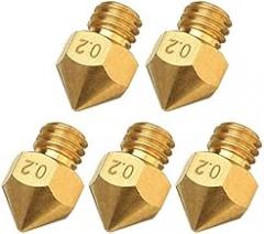 Lysee 3D Printer Parts & Accessories - 5pcs 3D Printer Accessories Nozzles Brass MK8 Extruder Head Brass Threaded Nozzle Head for 1.75mm Filament Electronics Parts - (Color: 5pcs 1.75X0.2mm)