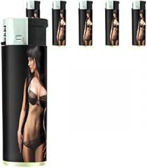 Russian Russia Pin Up Girls Model Set of 5 Lighters S8 Electronic Refillable Flame Cigarette Smoking