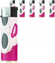 Bad Girls Pin Up Girl Model Set of 5 Lighters S8 Electronic Refillable Flame Cigarette Smoking