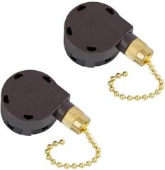 2Pcs ZE-268S5 Ceiling Fan Pull Chain switch Accessories 3 Speed 5 Wire Pull Chain Replacement- Brass chain
