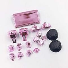 Replacement Chrome Full Set Buttons Trigger L1 R1 L2 R2 Buttons Thumbstick Cap with Kit for PS4 Pro Slim JDS-040 JDM 040 Controller (Chrome Pink)