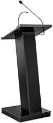 Pemberly Row Contemporary Wood Lectern with Speaker in Black