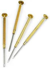 Pumixiy 4-Piece Copper Flat-Blade Slot Screwdriver Set for Watch, Phone & Electronics Repair — .0 mm to .6 mm Screwdrivers, Gold Finish, 4-Pc Kit