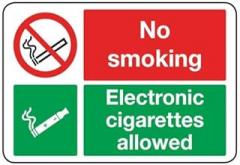 No Smoking - Electronic Cigarettes Allowed Sign Metal Sign Decorative Wall Plaque, 12 X 8 inch