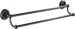 Milisten Black Double Towel Bar 55cm Wall Mount Towel Rack Brass Bathroom Kitchen