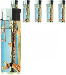 JS & Caren Vintage Las Vegas Strip Lighters S8 Set of 5 Electronic Flame Cigarette Smoking