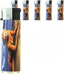 Beach Babes Pin Up Girls Model Set of 5 Lighters S17 Electronic Refillable Flame Cigarette Smoking
