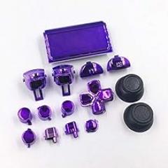 Replacement Chrome Full Set Buttons Trigger L1 R1 L2 R2 Buttons Thumbstick Cap with Kit for PS4 Pro Slim JDS-040 JDM 040 Controller (Chrome Purple)