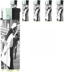Refillable Electronic Lighter Set of 5 Pieces D-024 Kissing On VJ Day - Nurse Kissing Sailor