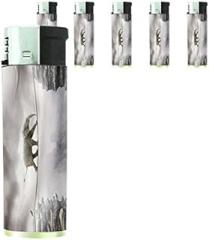 Elephant Art Scene Set of 5 Lighters S34 Electronic Refillable Flame Cigarette Smoking
